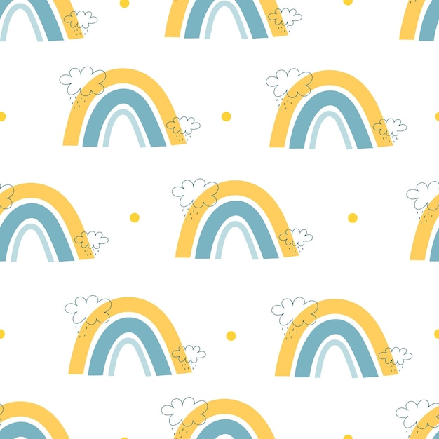 seamless pattern with cartoon rainbows