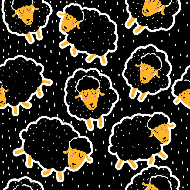 Seamless pattern with cartoon sheep