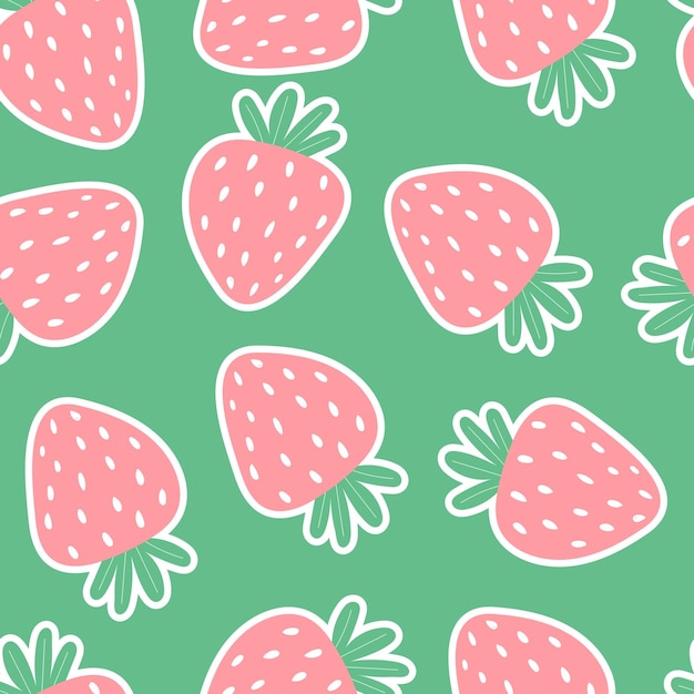 Seamless pattern with cartoon strawberries