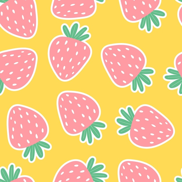 Seamless pattern with cartoon strawberries