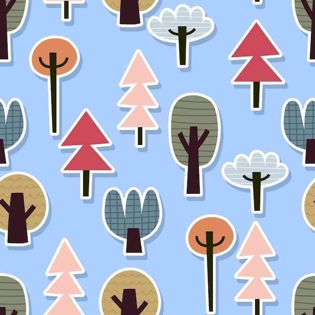 seamless pattern with cartoon trees