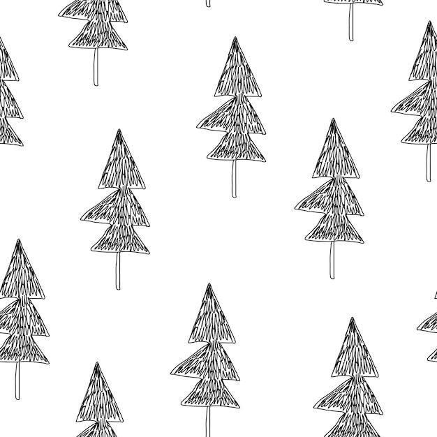 Seamless pattern with cartoon trees