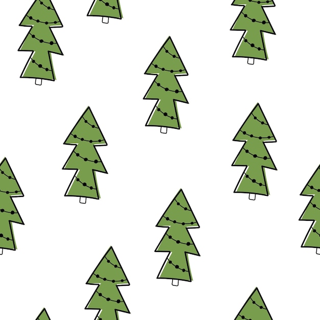 seamless pattern with cartoon trees