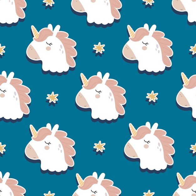 seamless pattern with cartoon unicorns