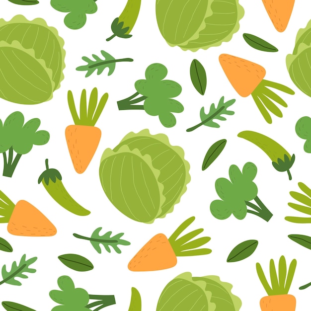 Seamless pattern with cartoon vegetables