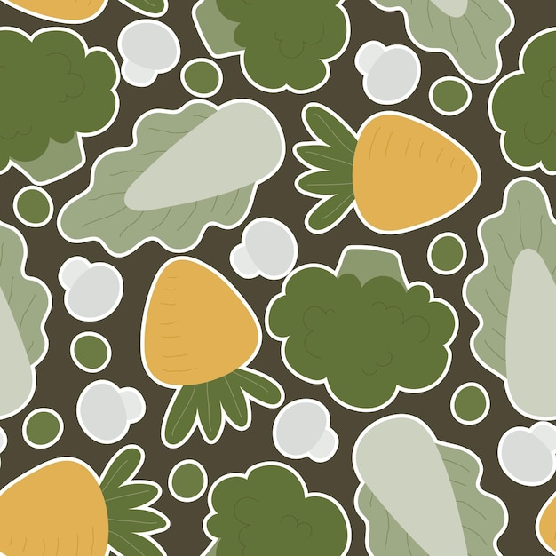 Seamless pattern with cartoon vegetables