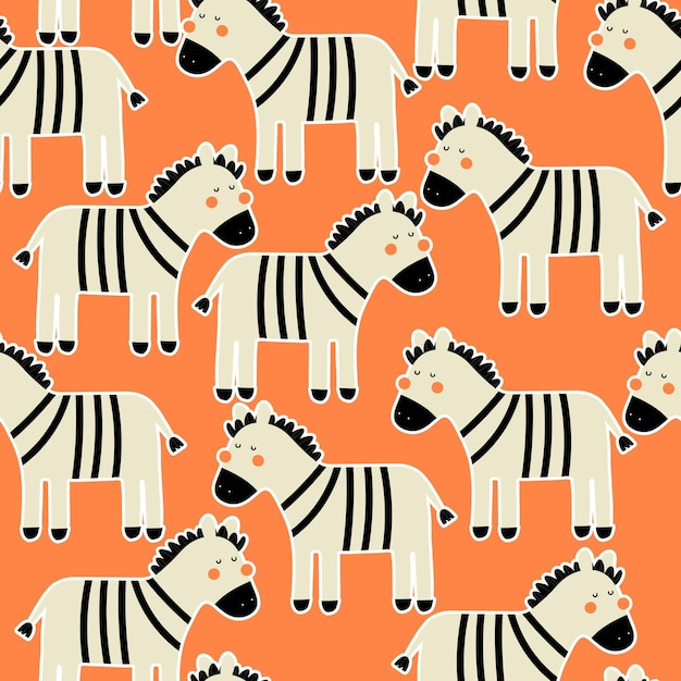 Seamless pattern with cartoon zebras