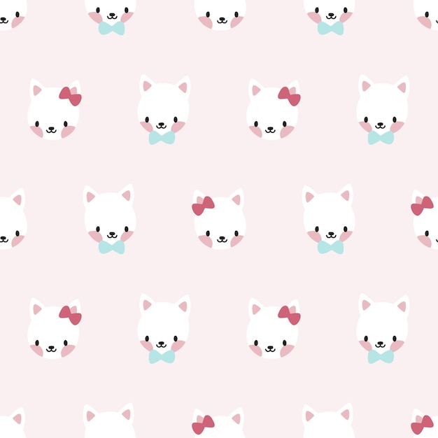 Seamless pattern with cat heads