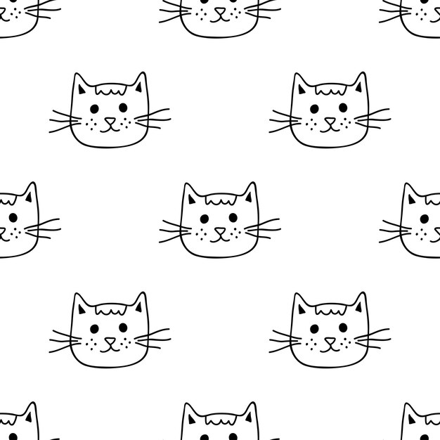 Seamless pattern with cat muzzle doodle for decorative print wrapping paper greeting cards wallpaper and fabric