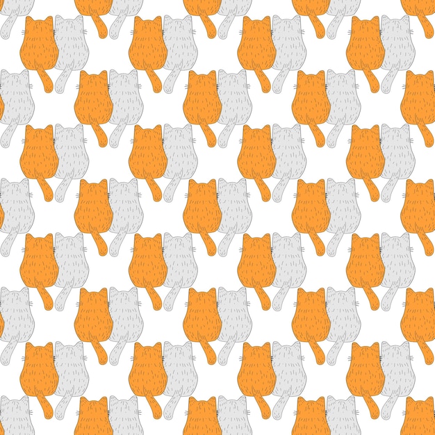 Vector seamless pattern with cats. cute cat, cozy, flat illustration. vector. ginger cat.