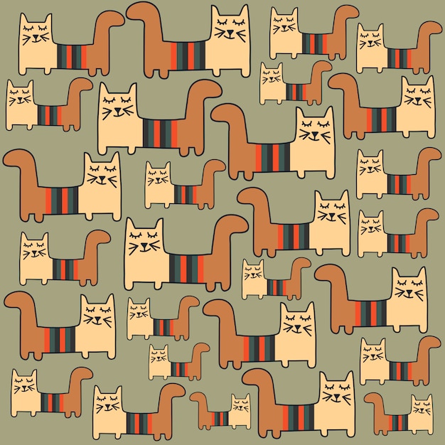 Vector seamless pattern with cats