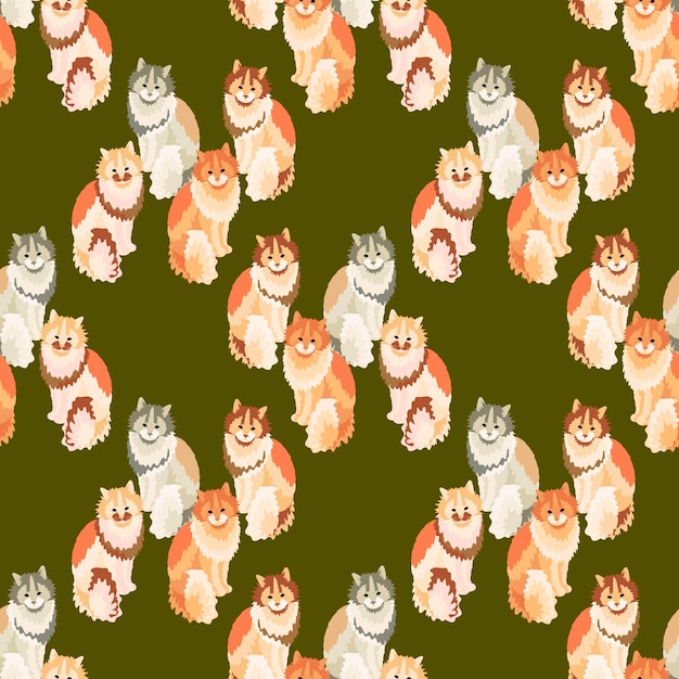 Vector seamless pattern with cats