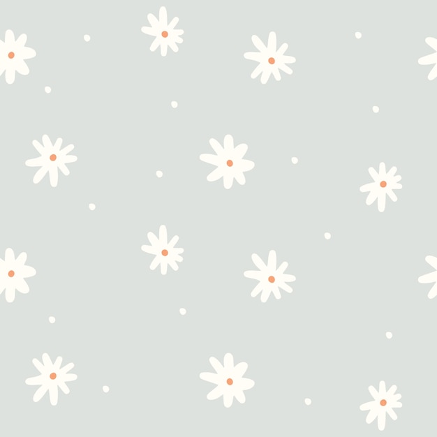 Vector seamless pattern with chamomiles