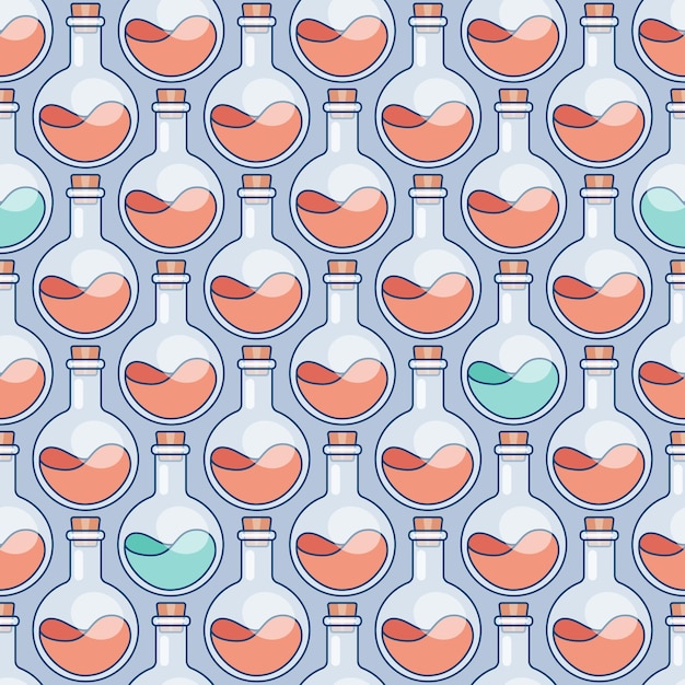 Seamless pattern with chemical flasks