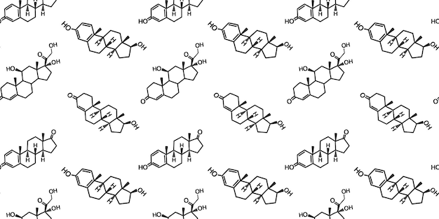 Seamless pattern with chemical formulas.