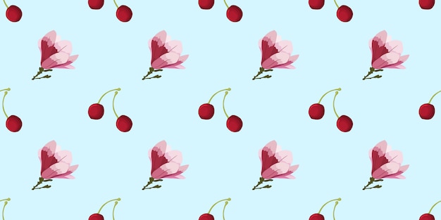 Vector seamless pattern with cherry blossom
