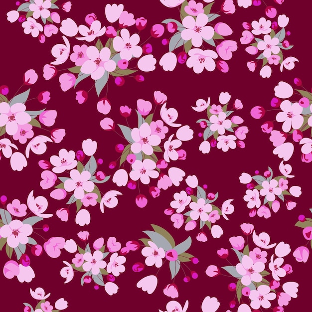 Seamless pattern with cherry blossom