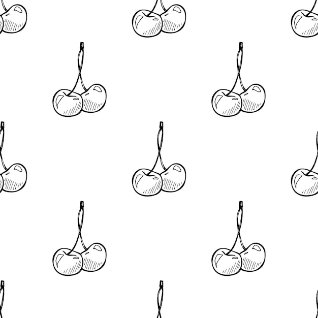 Seamless pattern with cherry doodle for decorative print wrapping paper greeting cards wallpaper and fabric