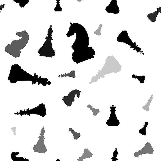 Seamless pattern with chess pieces in different shades of gray and black vector illustration