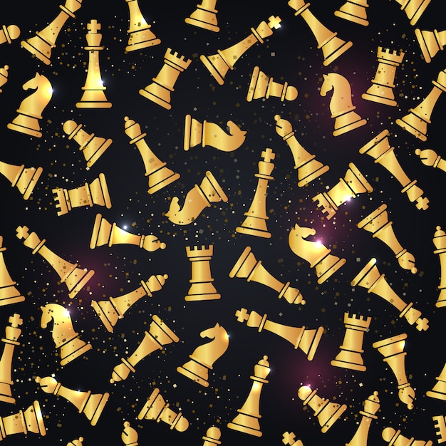 Vector seamless pattern with chess pieces