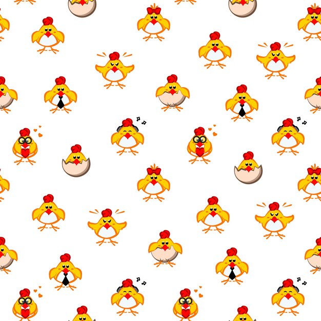 Vector seamless pattern with the chicks