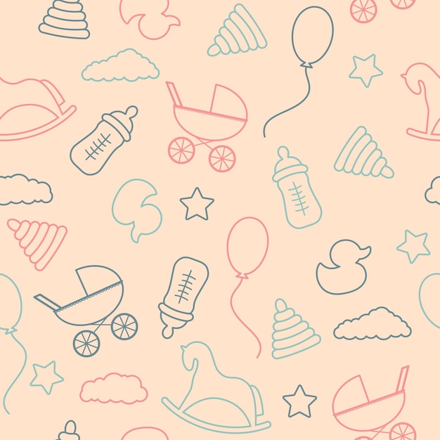 seamless pattern with children equipment