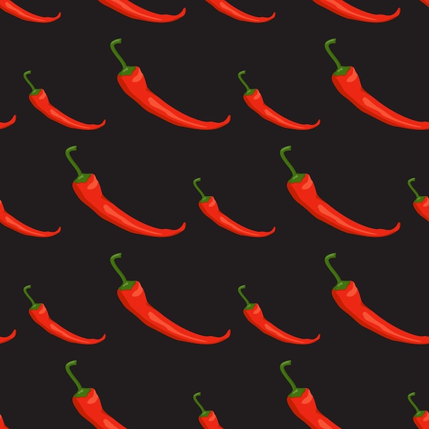 Vector seamless pattern with chilli peppers. vibrant print with red hot vegetables