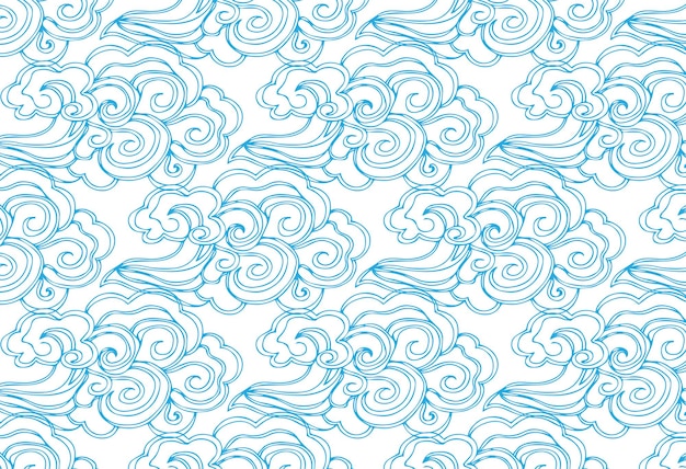 Vector seamless pattern with chinese vintage clouds. traditional asian wave