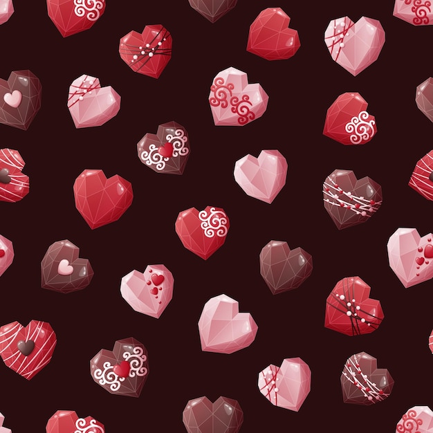 Seamless pattern with chocolates in the form of hearts Romance valentine s day Great for wrapping paper textiles wallpapers