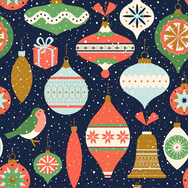 Seamless pattern with Christmas decor.