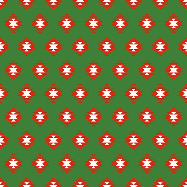 Seamless pattern with christmas decoration. green and red aztec pattern.