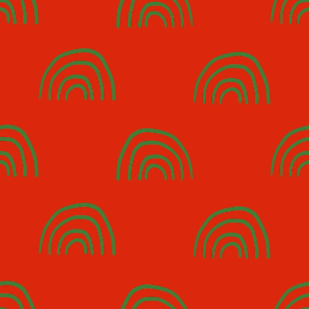 Seamless pattern with christmas decoration. green and red rainbow pattern