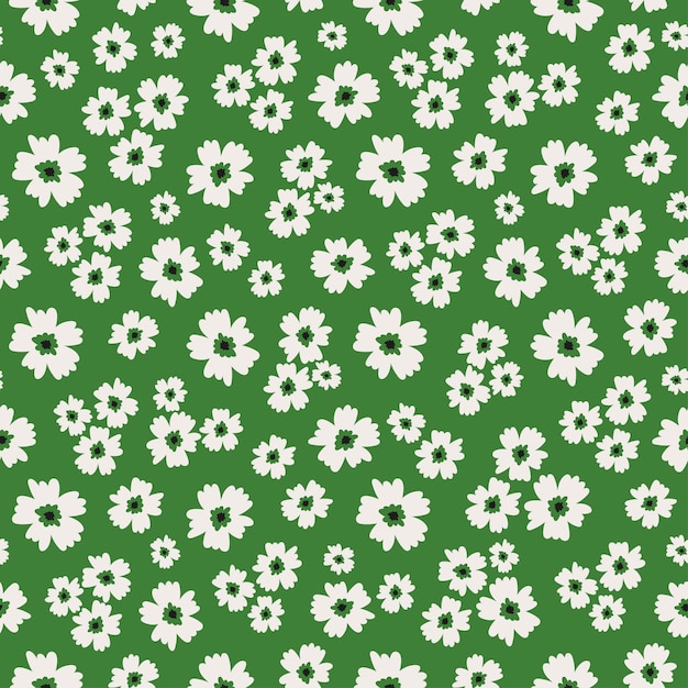 Vector seamless pattern with christmas decoration green and white flower pattern