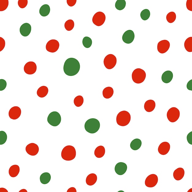 Seamless pattern with Christmas decoration Red and green spots on white background