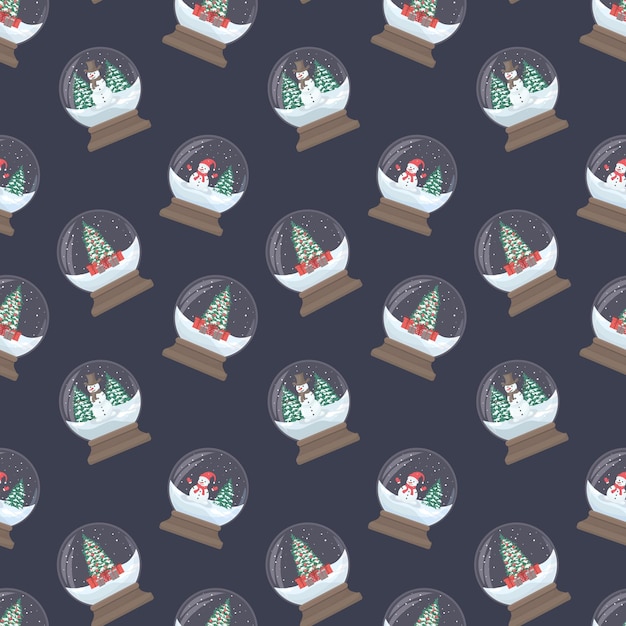 Seamless pattern with Christmas glass balls on a dark background Vector illustration