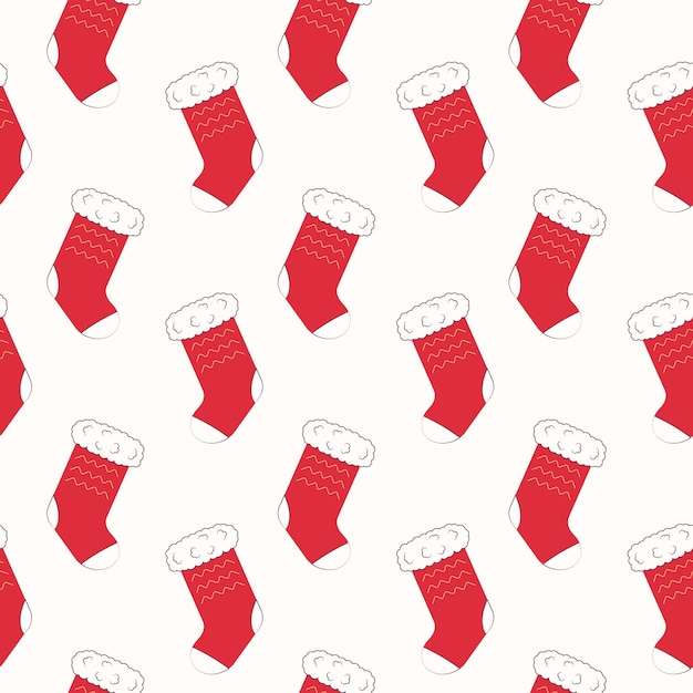 Seamless pattern with christmas socks. christmas pattern with cute elements