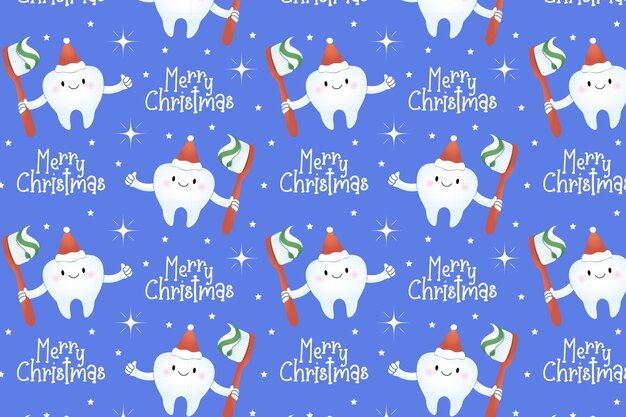 Seamless pattern with christmas teeth desing