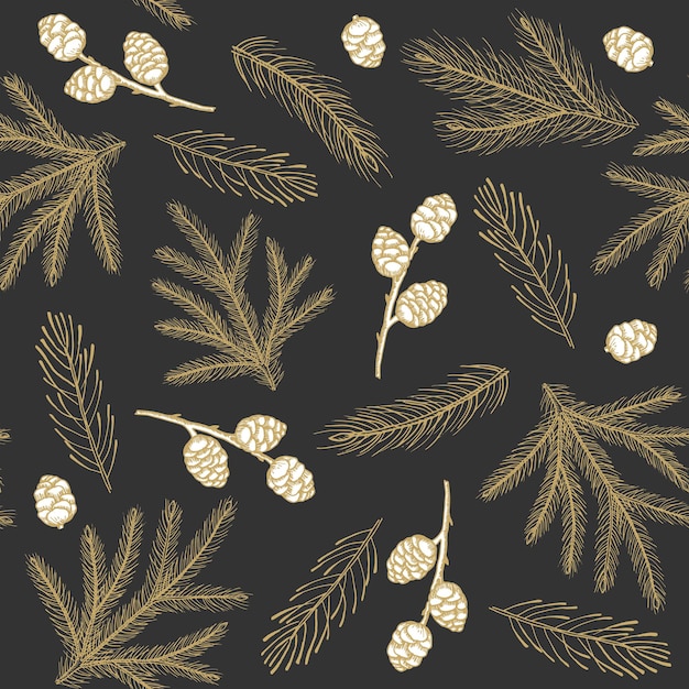 Vector seamless pattern with christmas tree decorations hand drawn art design vector illustration.