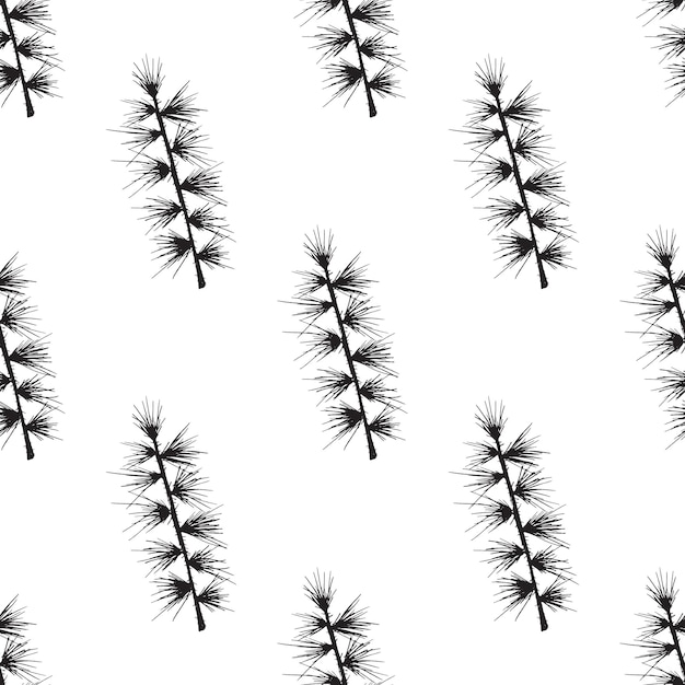 Seamless pattern with christmas tree and pine fir branches