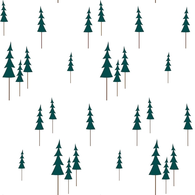 Seamless pattern with christmas trees Fir forest wrapping paper New year background