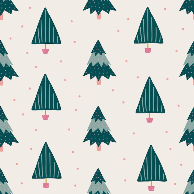 Seamless pattern with christmas trees vector illustration