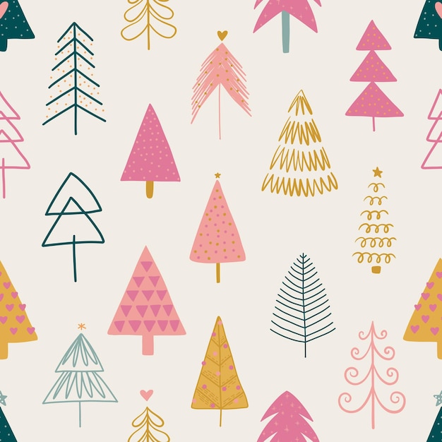 Seamless pattern with christmas trees vector illustration