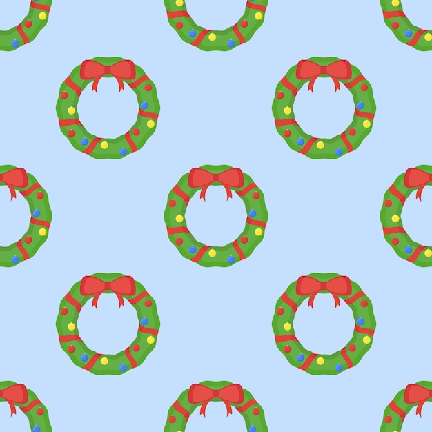 Vector seamless pattern with christmas wreath.