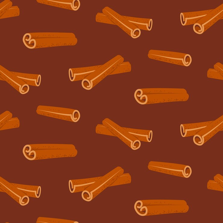 Vector seamless pattern with cinnamon sticks on brown background seasonal background texture idea