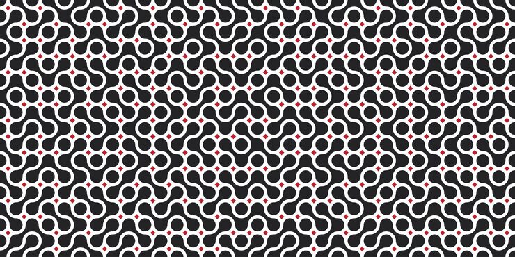 Vector seamless pattern with circle connect shape metaball dots icon integration technology symbols abstract point movement transition round blobs vector texture illustration isolated white background