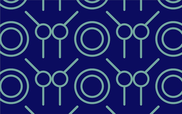 Seamless pattern with circles and lines on an isolated blue background