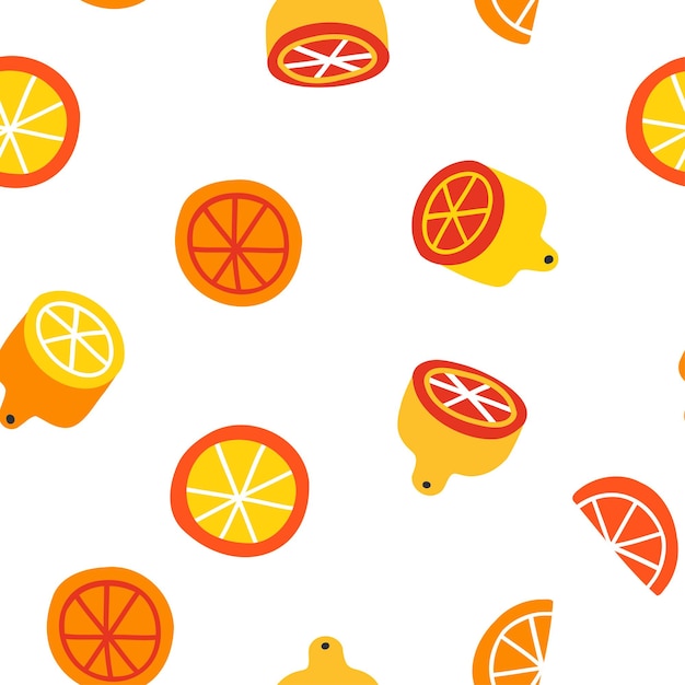 Seamless pattern with citrus fruits hand drawn vector illustration