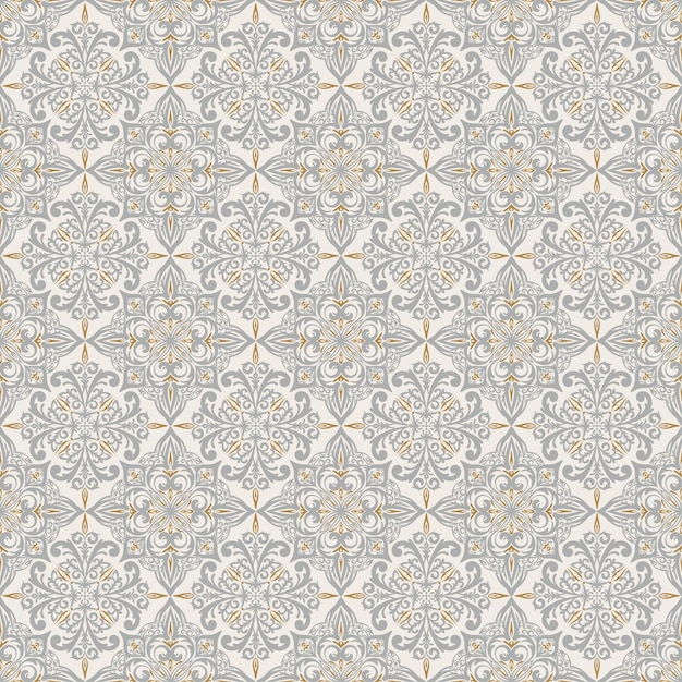 Seamless pattern with classic ornament beige background with victorian ornaments for fabric ceramic