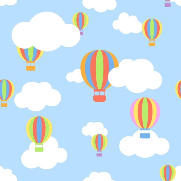 Seamless pattern with clouds and different colors cartoon aerost