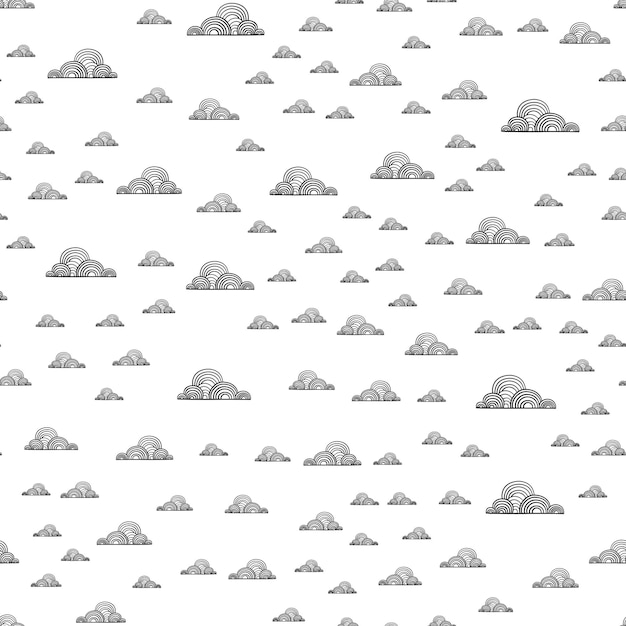 Vector seamless pattern with cloudsdoodle and sketch geometric linear repeating texture